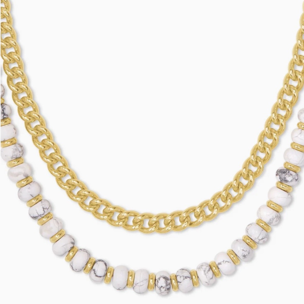 SOLD❌ NWT✨ Kendra Scott l Rebecca Gold Multi Strand Necklace in White Howlite - Picture 5 of 12